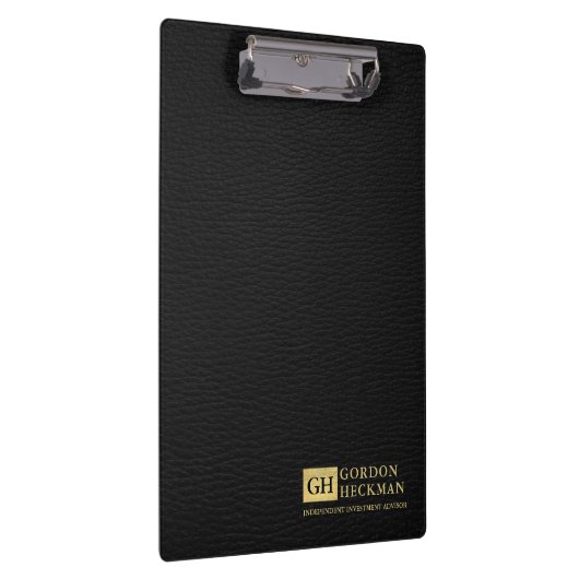 Einfache Schwarz Leder Textur Custom Monogram Klemmbrett (Rechts)