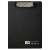 Einfache Schwarz Leder Textur Custom Monogram Klemmbrett (Vorderseite)