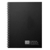 Einfache Schwarz Leder Textur Custom Monogram Notizblock (Vorderseite)