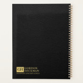 Einfache Schwarz Leder Textur Custom Monogram Planer (Rückseite)