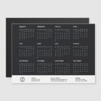 Einfache Schwarz-Logo Mini 2024 Kalender-Magnet