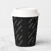 Einfache Schwarz-Minimal-Logo-Muster Papier C Pappbecher (Links)