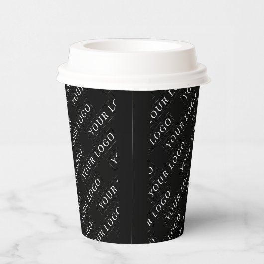 Einfache Schwarz-Minimal-Logo-Muster Papier C Pappbecher (Rechts)