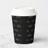 Einfache Schwarz-Minimal-Logo-Muster Papier C Pappbecher (Links)