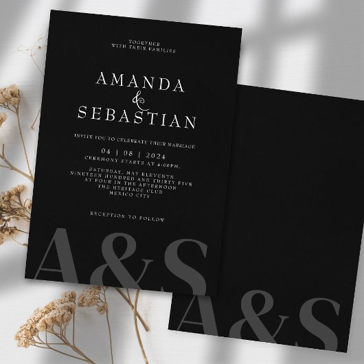 Einfache Schwarz Minimalistisch Elegante Hochzeit Einladung