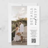 Einfache Schwarz-Minimalistisch-Hochzeit-Foto QR-C Einladung (Rückseite)