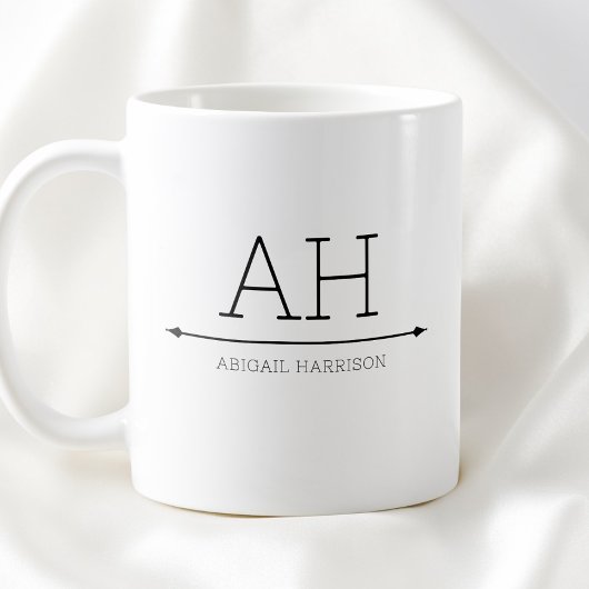 Einfache Schwarz Minimalistisch Moderne Initialen Kaffeetasse