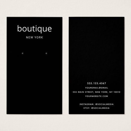 Einfache Schwarz-Modern-Display-Karte mit langer R (Vorne & Hinten)