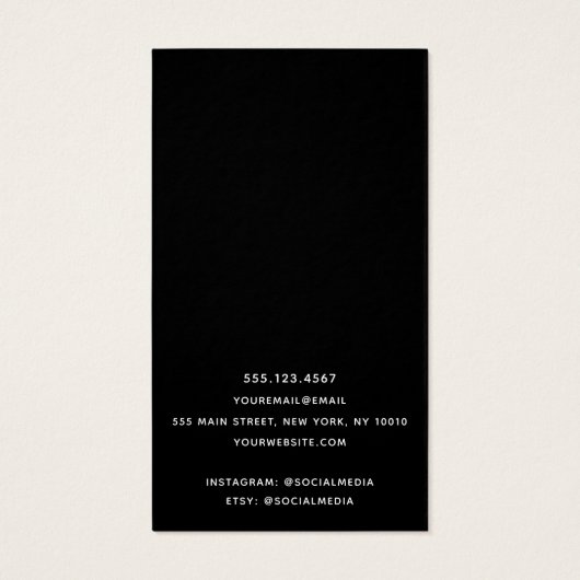 Einfache Schwarz-Modern-Display-Karte mit langer R (Rückseite)