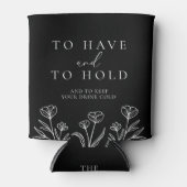 Einfache Schwarz-Moderne Bläsermonogramm-Hochzeit Dosenkühler (Vorderseite)