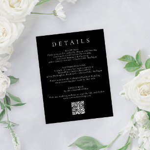 Einfache Schwarz Moderne Blumenhochzeit RSVP & Det Begleitkarte