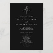 Einfache Schwarz-Moderne florale Monogramm Wide We Programm (Vorderseite)