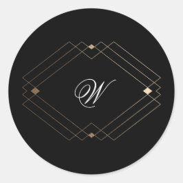 Einfache Schwarz-Moderne Geometrische Hochzeit Runder Aufkleber