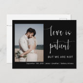 Einfache Schwarz Moderne Minimal Script Foto Elope Postkarte (Vorne/Hinten)