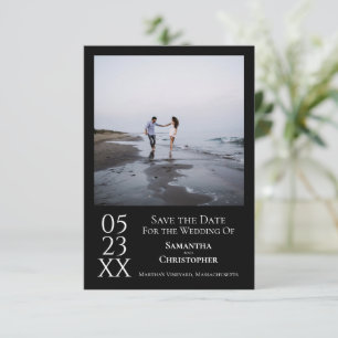 Einfache Schwarz Moderne Minimalistische Foto Hoch Save The Date