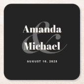 Einfache Schwarz-Moderne Minimalistische Hochzeit Rechteckiger Pappuntersetzer (Vorderseite)