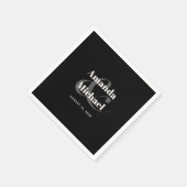 Einfache Schwarz-Moderne Minimalistische Hochzeit Serviette (Ecke)