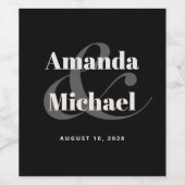 Einfache Schwarz-Moderne Minimalistische Hochzeit Weinetikett (Einzelnes Label)