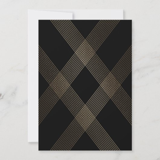 Einfache Schwarz-Moderne Monogram-Skripte Gold Einladung (Rückseite)