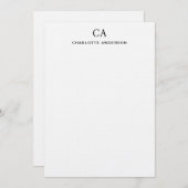 Einfache Schwarz-Moderne Monogramm-Erstnotiskarte Mitteilungskarte (Vorne/Hinten)