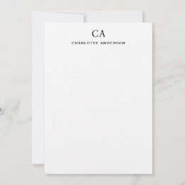Einfache Schwarz-Moderne Monogramm-Erstnotiskarte Mitteilungskarte