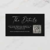 Einfache Schwarz-Moderne SkriptWedding QR Code Web Begleitkarte (Vorderseite)