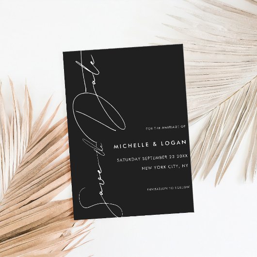 Einfache Schwarz-Moderne SkriptWedding Save The Date