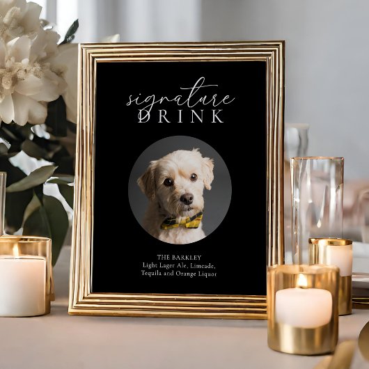 Einfache Schwarz-Moderne Tiersignatur Trinkzeichen Poster