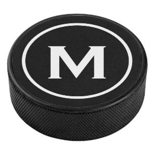 Einfache Schwarz-Monogramm-Emblem Eishockey Puck