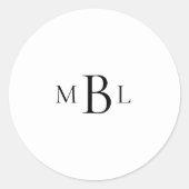 Einfache Schwarz-Monogramm-Weiß-Umschlag Aufkleber (Vorderseite)