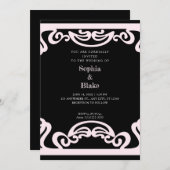 Einfache Schwarz/Rosa Art Déco Hochzeit Einladung (Vorne/Hinten)