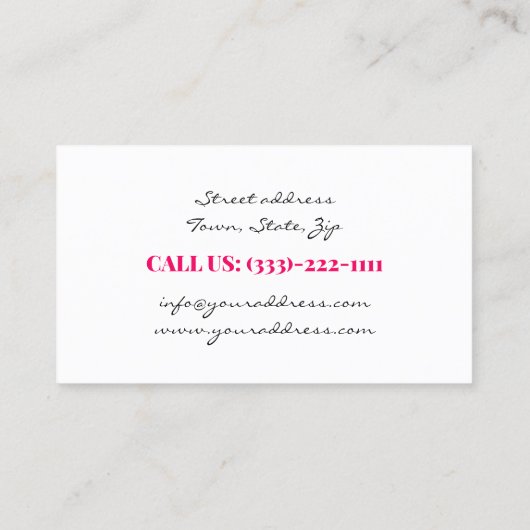 Einfache Schwarz/Rosa Design Layout Hähnchen Still Visitenkarte (Rückseite)