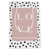 Einfache Schwarz/Rosa LIEBE |Lass unseren Wert Jed Mittlere Geschenktüte (Vorderseite)