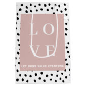 Einfache Schwarz/Rosa LIEBE |Lass unseren Wert Jed Mittlere Geschenktüte (Rückseite)