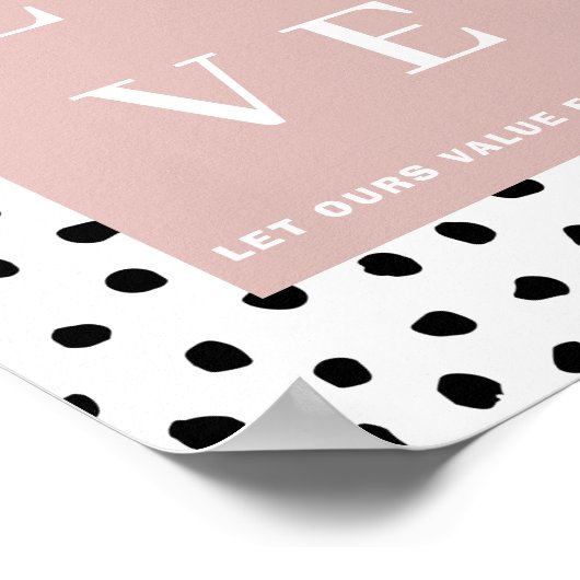 Einfache Schwarz/Rosa LIEBE |Lass unseren Wert Jed Poster (Ecke)