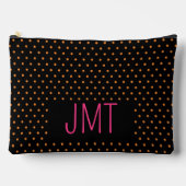 Einfache Schwarz-Rosa-Orange-Dosen-Monogramm Zubehörtasche (Vorderseite)