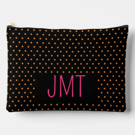 Einfache Schwarz-Rosa-Orange-Dosen-Monogramm Zubehörtasche
