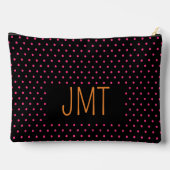 Einfache Schwarz-Rosa-Orange-Dosen-Monogramm Zubehörtasche (Rückseite)