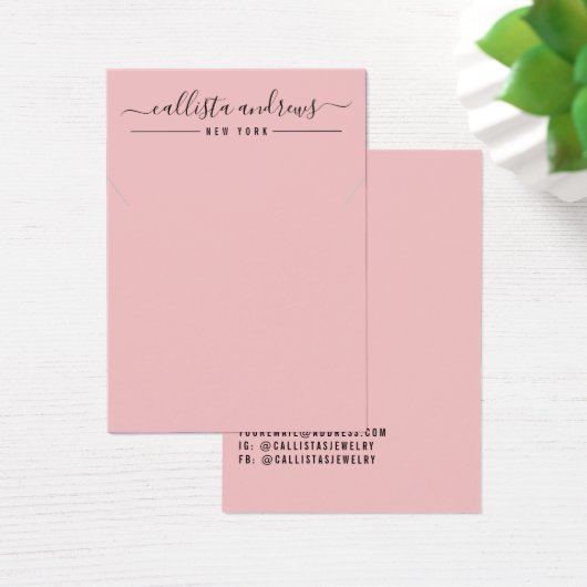 Einfache Schwarz-Rosa-Script-Nekklassekarte (Schreibtisch)