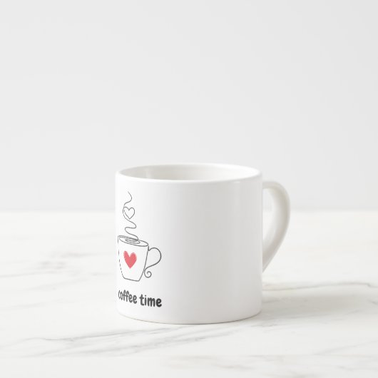 Einfache Schwarz-Rot-Illustration Kaffeezeit-Tasse Espressotasse (Vorderseite Rechts)