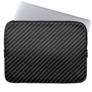 Einfache schwarz-schwarz-schmale Diagonalstreifen Laptopschutzhülle