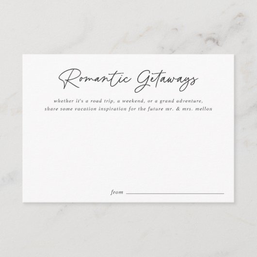 Einfache Schwarz-Script-Brautparty-Urlaubsideen Hinweiskarte (Vorderseite)