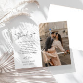 Einfache Schwarz-Script-Foto Hochzeit Vielen Dank Postkarte