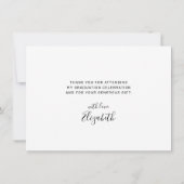 Einfache Schwarz-Script-Grad-Cap-Abschluss Dankeskarte (Rückseite)