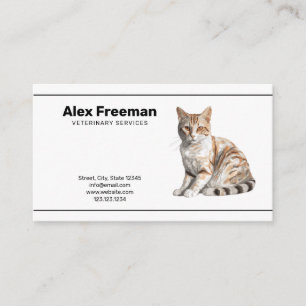 Einfache Schwarz-Text-Katze-Illustration Tierarzt Visitenkarte