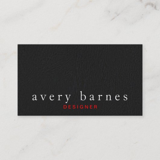 Einfache schwarz-texturierte Leder aussehen Berufl Visitenkarte (Vorderseite)