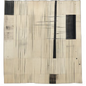 Einfache Schwarz und Beige Japandi Duschvorhang (Vorderseite)