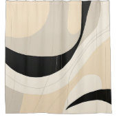 Einfache Schwarz und Beige Japandi Duschvorhang (Vorderseite)
