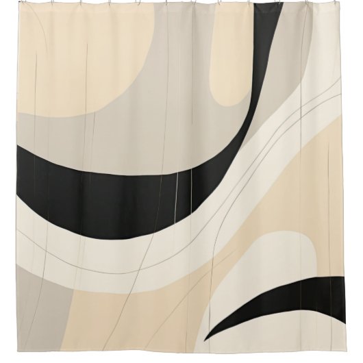 Einfache Schwarz und Beige Japandi Duschvorhang (Vorderseite)