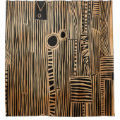 Einfache Schwarz und Beige Japandi Duschvorhang (Vorderseite)